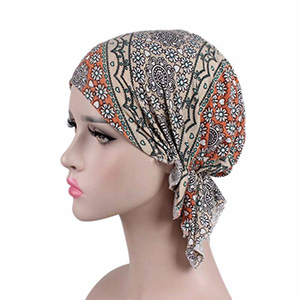 Stretch cotton print turban hat