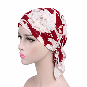 Stretch cotton print turban hat