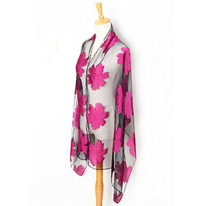 Ladies leaf embroidery scarf