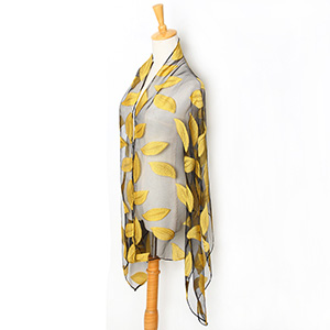 Ladies leaf embroidery scarf