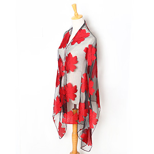 Ladies leaf embroidery scarf