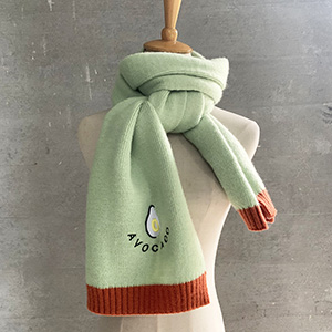 Avocado wool knitted scarf