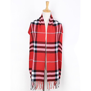 Plaid tassel thickened long scarf
