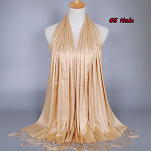 Monochrome fringed pearl chiffon headscarf