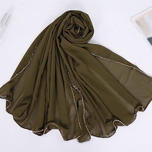 Pure Pearl Chiffon Chain Side Scarf