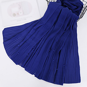 Beaded Chiffon Pleated Striped Scarf