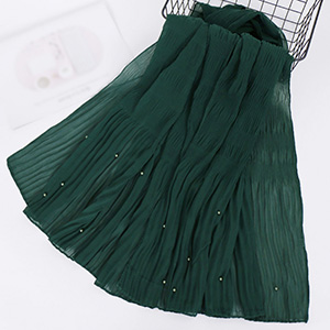 Beaded Chiffon Pleated Striped Scarf