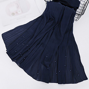 Beaded Chiffon Pleated Striped Scarf