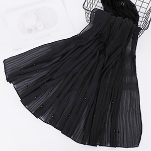 Beaded Chiffon Pleated Striped Scarf