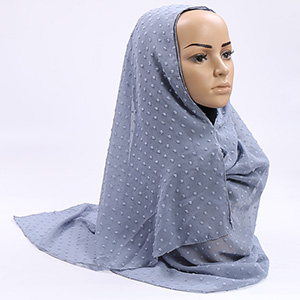 Monochrome hair ball pearl chiffon scarf