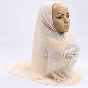 Monochrome hair ball pearl chiffon scarf