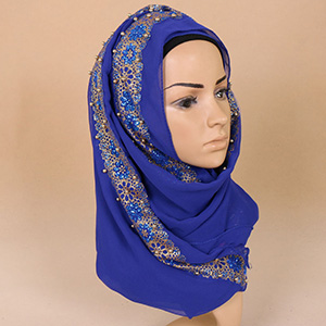 Muslim bronzing pearl chiffon headscarf