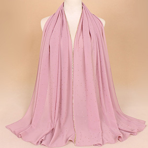 Hot Rhinestone Hijab Pearl Chiffon Turban