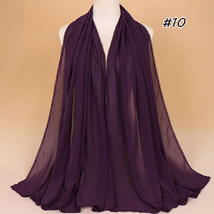 Pearl chiffon scarf with tooth edge