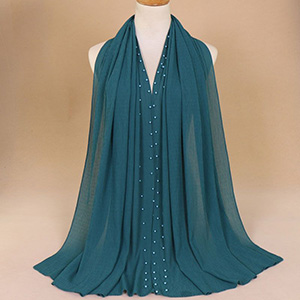 Breathable pearl long headscarf