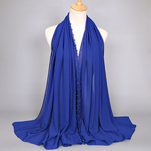 Pure color pearl chiffon headscarf