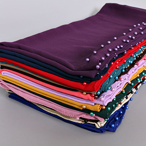 Pure color pearl chiffon headscarf