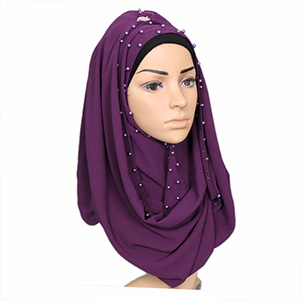 Pure color pearl chiffon headscarf