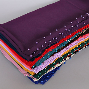 Pure color pearl chiffon headscarf