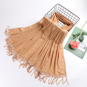 Pearl chiffon fringed lady scarf