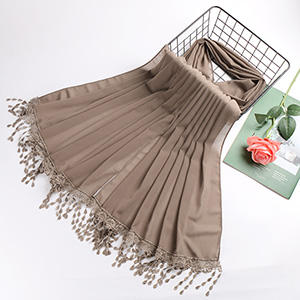 Pearl chiffon fringed lady scarf