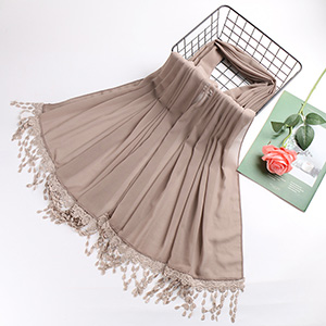 Pearl chiffon fringed lady scarf