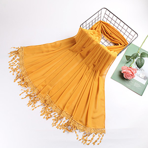 Pearl chiffon fringed lady scarf
