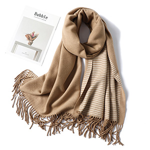 Cashmere fringed striped shawl scarf