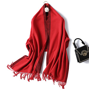 Cashmere fringed striped shawl scarf