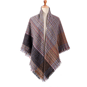 Winter plaid cashmere square scarf