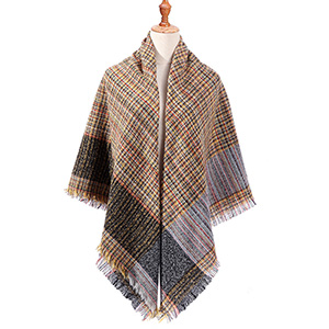 Winter plaid cashmere square scarf