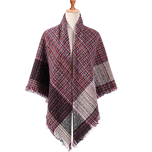 Winter plaid cashmere square scarf