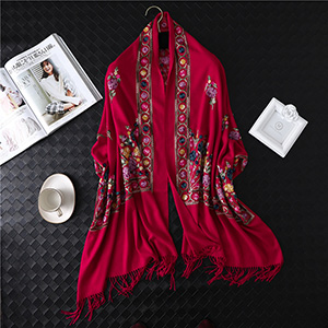 Fringed embroidery floral scarf wholesale