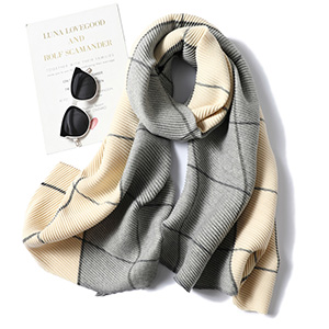 Color block plaid cashmere scarf