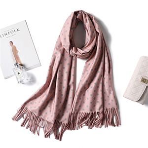 Polka dot fringed cashmere shawl