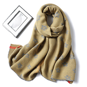 Flower double side cashmere scarf