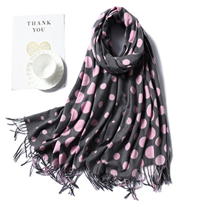 Polka dot pattern cashmere scarf