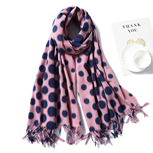 Polka dot pattern cashmere scarf