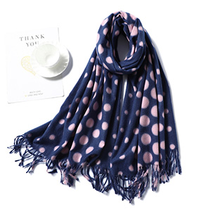 Polka dot pattern cashmere scarf