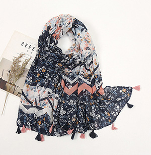 wholesale scarves color matching small floral geometric ladies scarf shawl