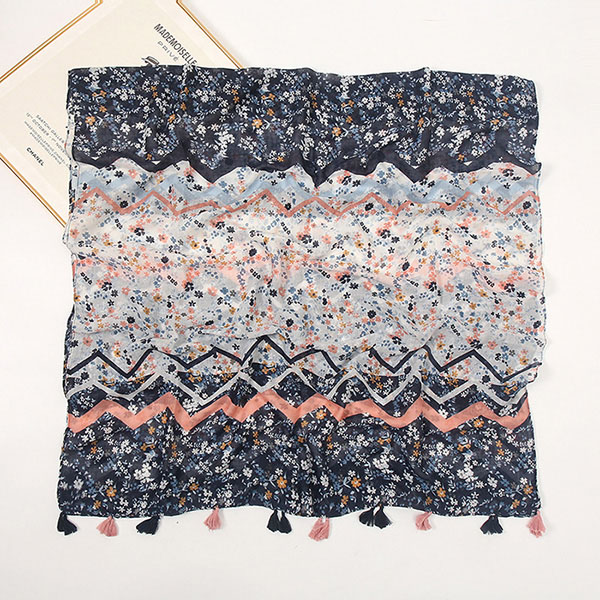 wholesale scarves color matching small floral geometric ladies scarf shawl