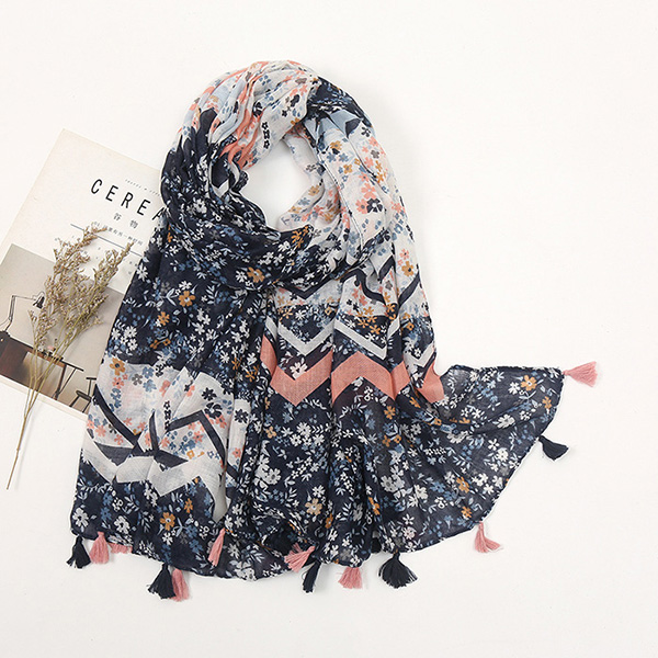 wholesale scarves color matching small floral geometric ladies scarf shawl