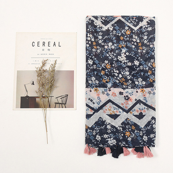wholesale scarves color matching small floral geometric ladies scarf shawl