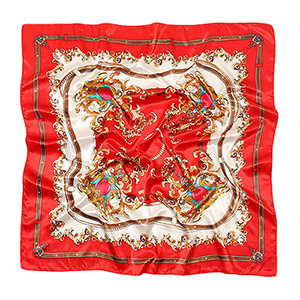 Wholesale scarves gem pattern rose red square scarf 90CM silk scarf supplier