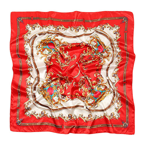 Wholesale scarves gem pattern rose red square scarf 90CM silk scarf supplier