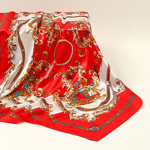 Wholesale scarves gem pattern rose red square scarf 90CM silk scarf supplier