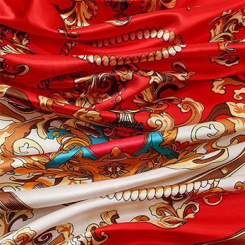 Wholesale scarves gem pattern rose red square scarf 90CM silk scarf supplier