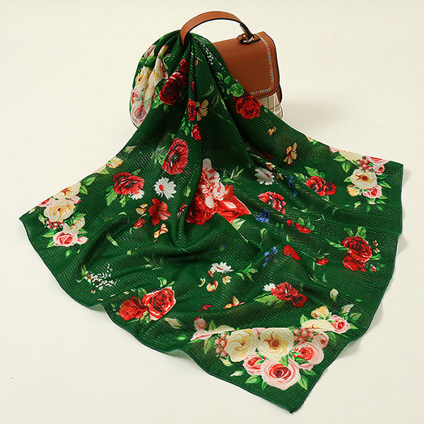 wholesale scarves silk 70cm floral square scarf supplier