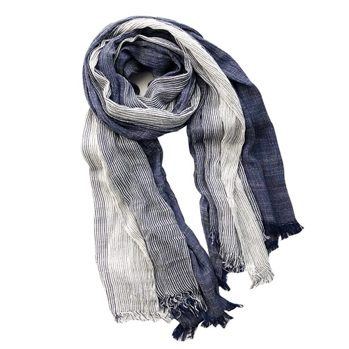 New Japanese and Korean literary style striped cotton linen scarf couple Sen women Silk Scarf