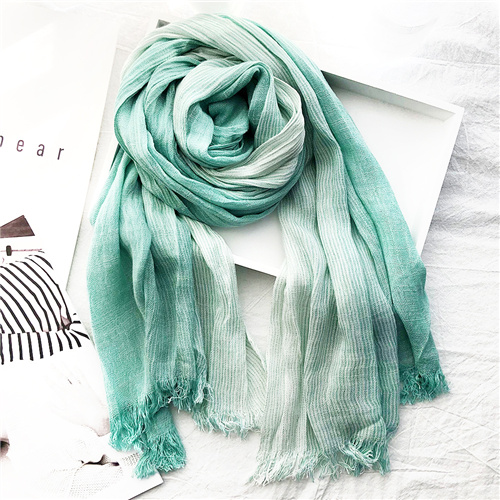 New Japanese and Korean literary style striped cotton linen scarf couple Sen women Silk Scarf